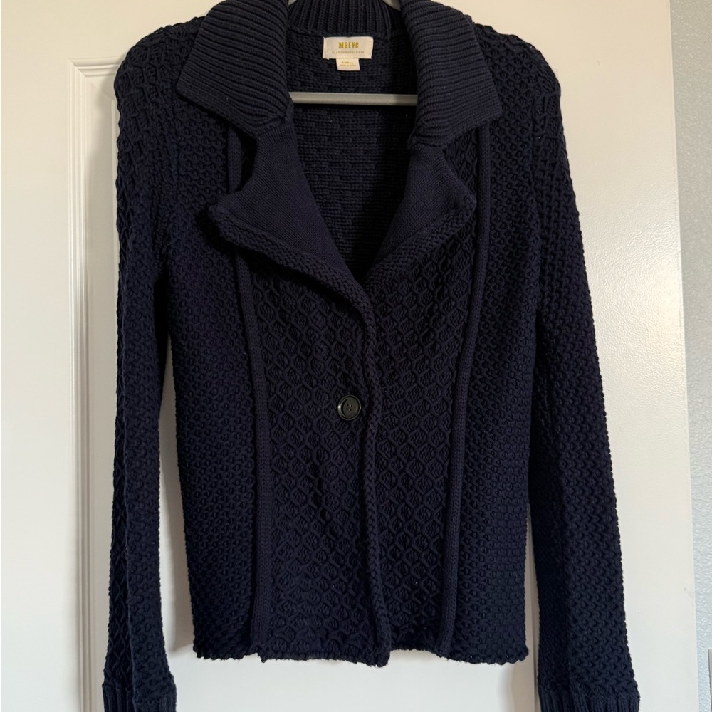 Anthropologie Maeve Deep Blue Knit Sweater
